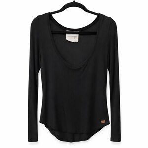 Peace Love World Boheme Micromodal Scoop Neck Long Sleeve Top XS Black
